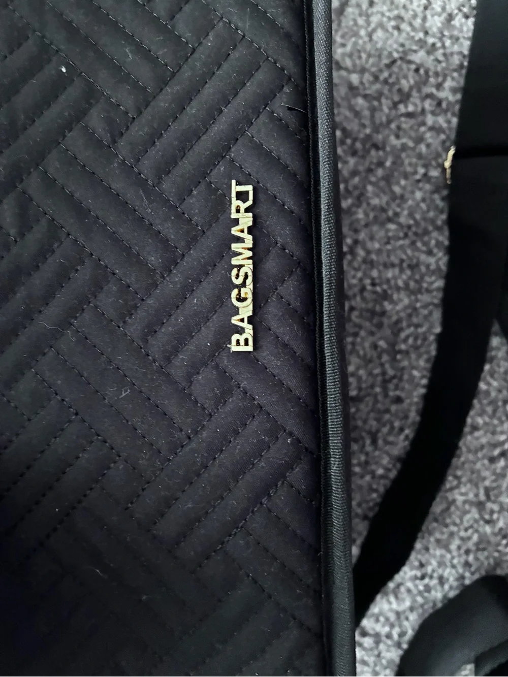 Bagsmart Black Quilted Makeup Train Case with Dual Zippers